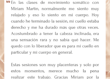 Testimonio: Movimiento somático online + relajación guiada